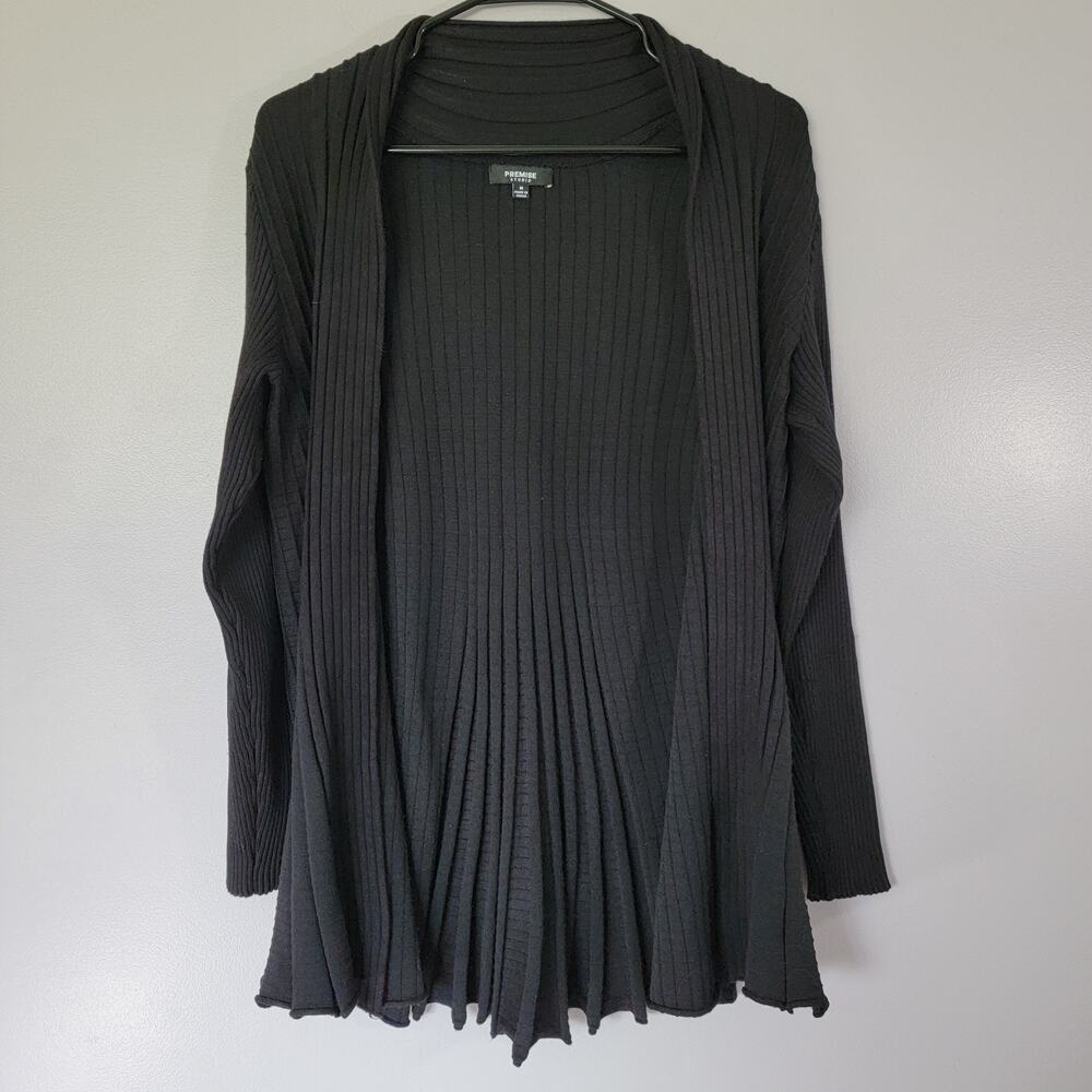 Pleated Black Sweater Cardigan Womens M Witchy Whimsygoth Office Premise Studio